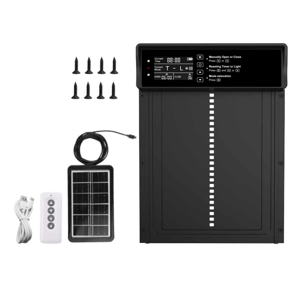 Automatic Chicken Door Opener Solar - 太陽光発電式自動鶏小屋ドア、インテリジェントタイミングドアオープナー、農場自動化ツール