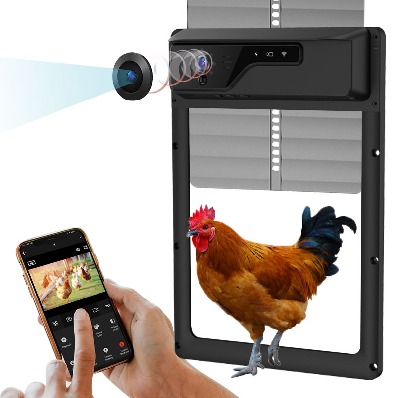 Automatic Chicken Door Opener Solar - IP65防水ソーラー式自動鶏小屋ドアオープナー（タイマーとカメラ付き）