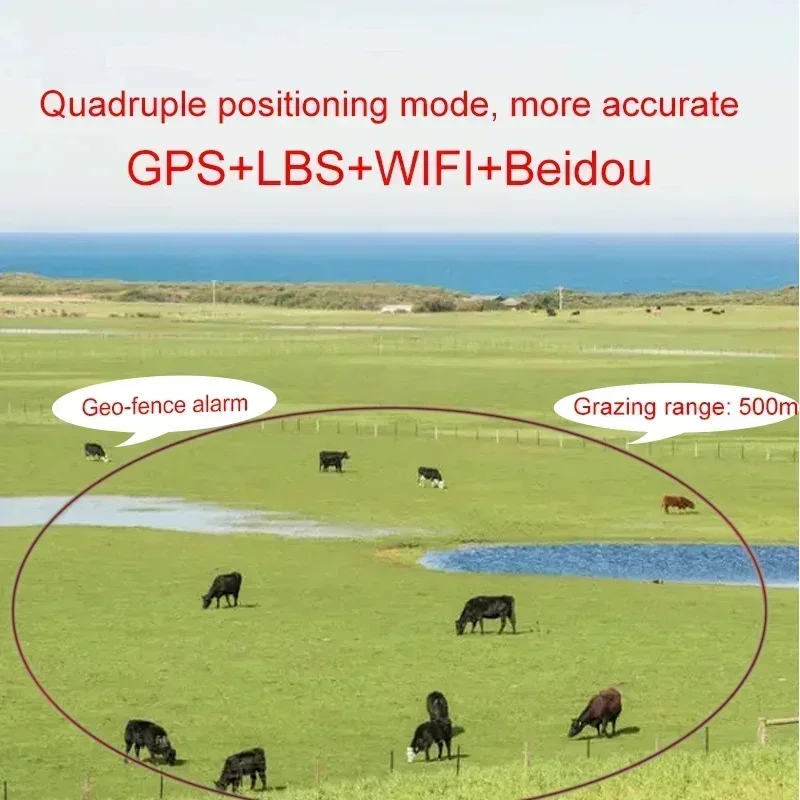 Animal Gps Tracker 4G Solar - ソーラー充電式4Gスマート牛追跡装置、GPSロケーター、動物探知WIFI、牛、羊、馬、ラクダ、ペット追跡用デバイス（牛追跡用）