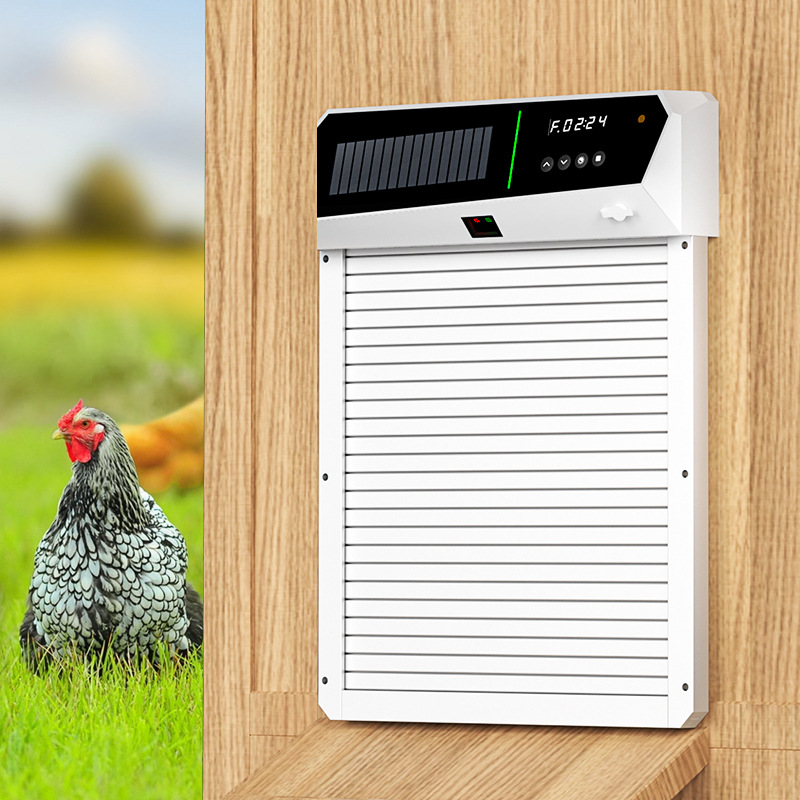 Automatic Chicken Door Opener Solar - 自動鶏小屋ドアオープナー、ソーラー式ローリングドア、アプリ遠隔操作、タイマー＆光センサー付き鶏小屋ドア