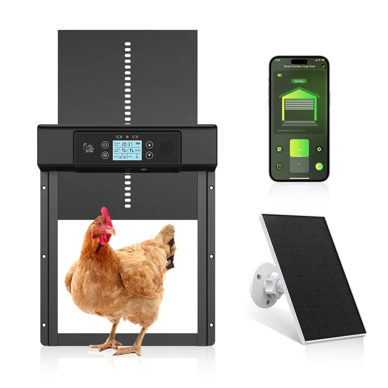 Automatic Chicken Door Opener Solar - スマート自動防水アルミ製鶏小屋ドアオープナー（WiFi、ソーラーライトセンサー、タイマー、挟み込み防止機能付き）