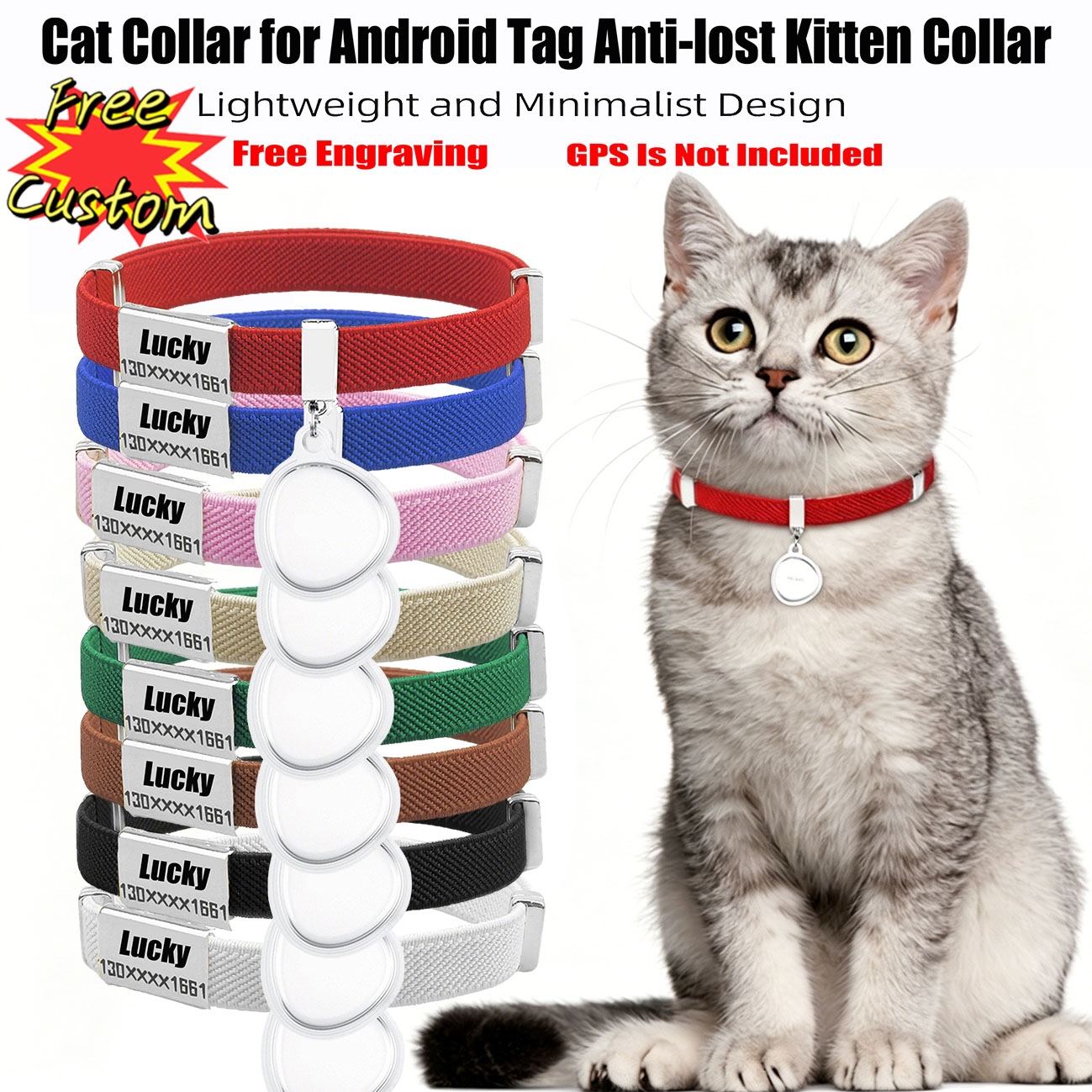 Gps Tracker Cattle Collar - カスタマイズ可能なペット ID 猫用首輪 Huawei Android タグ用