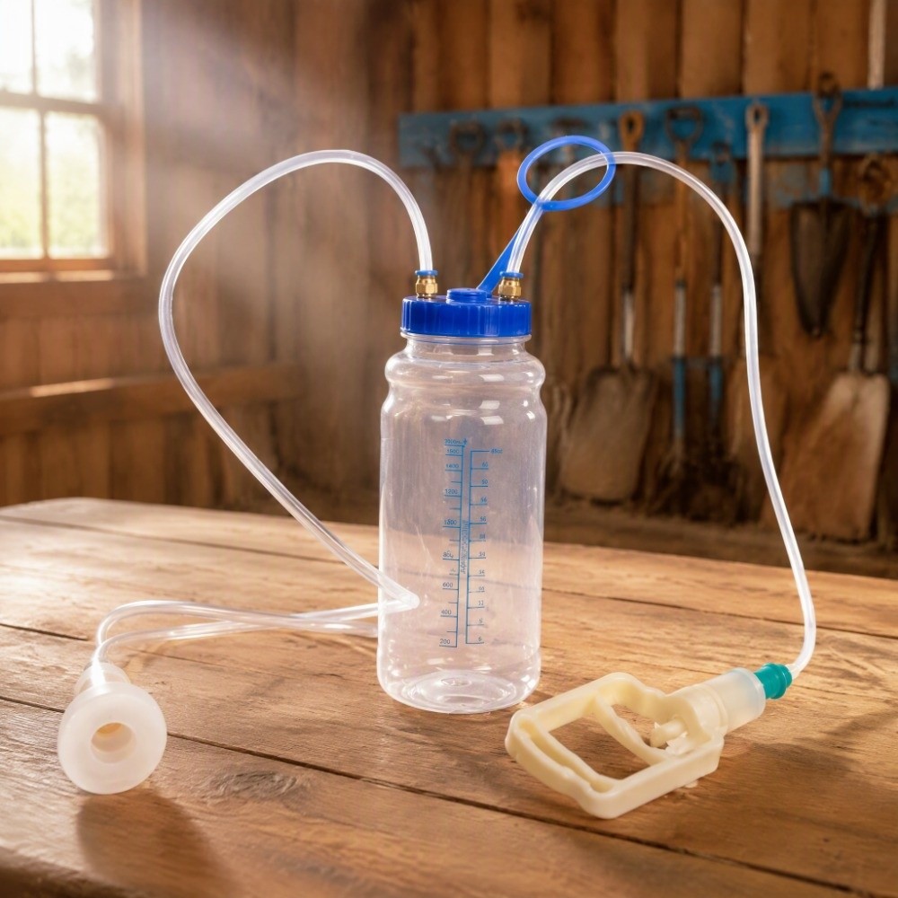 1台の真空圧力ポンプ式ヤギ搾乳機。丈夫なプラスチック製ボトル - Goat Milking Machine Portable のレビューと価格