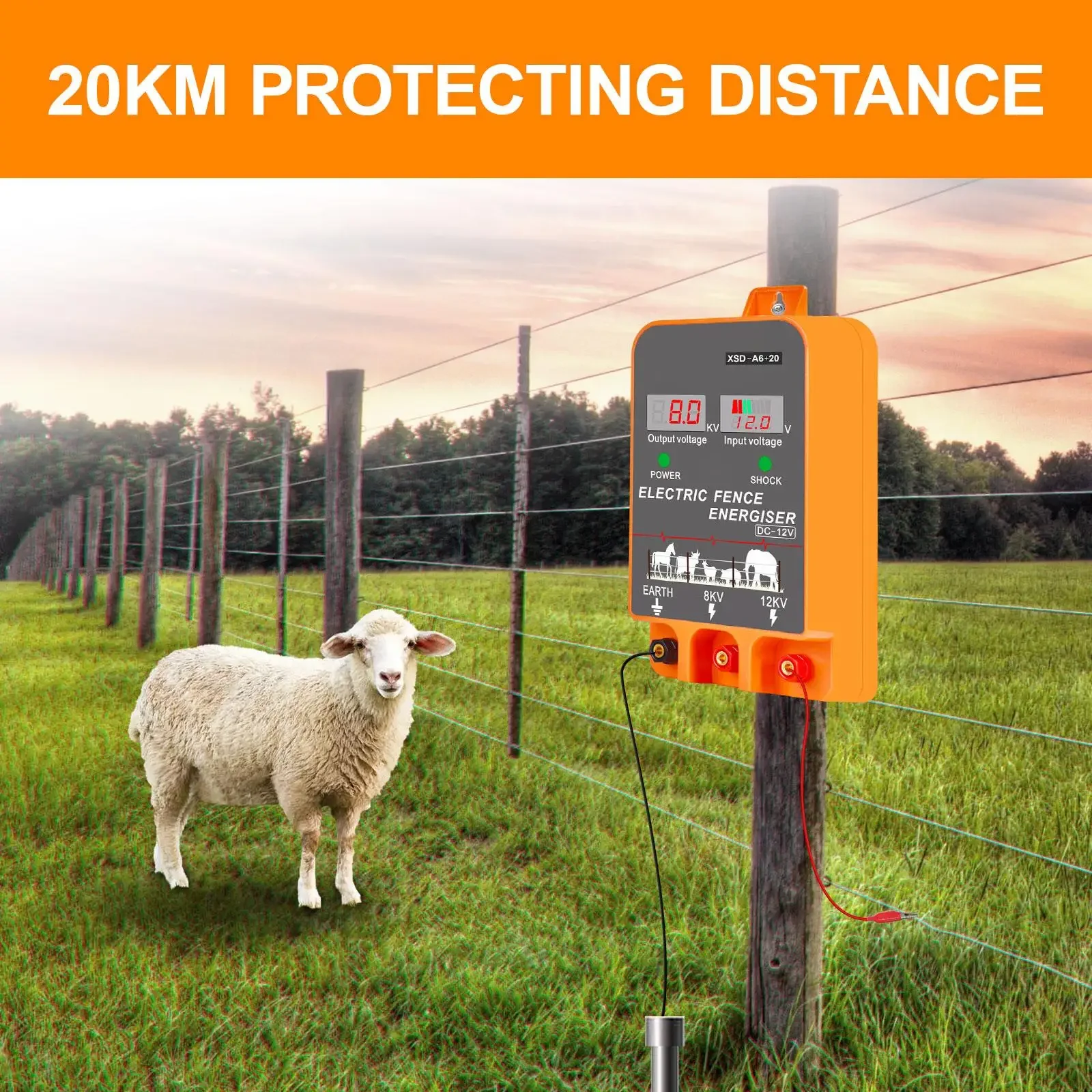 20km対応の電気柵用電源装置。5.5ジュール、LCDディス - Livestock Fence Energizer 12V のレビューと価格