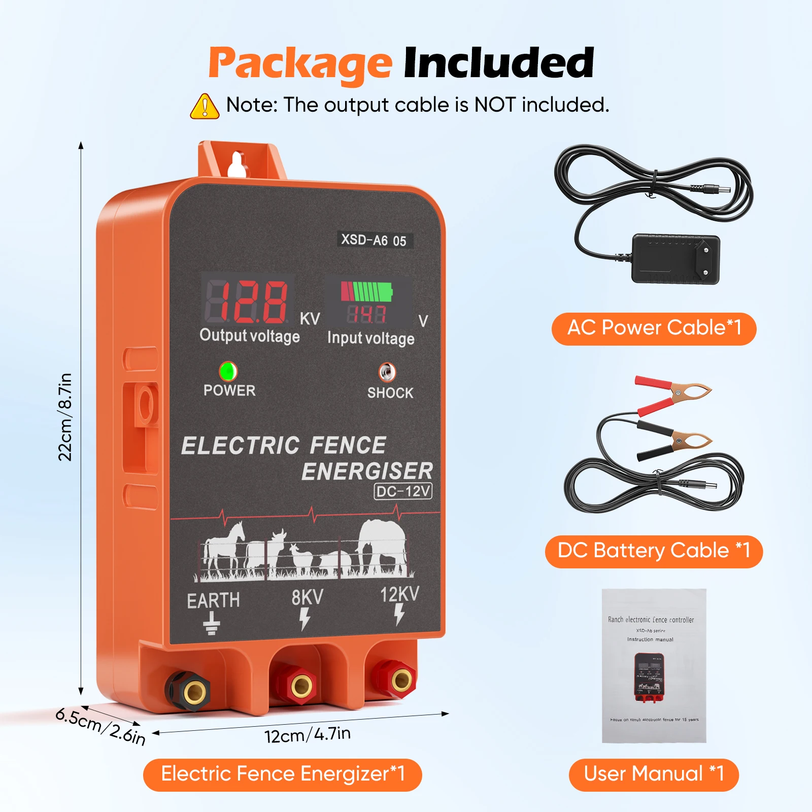 a*-5 KM 電気柵用電源装置、2ジュール、LCDディスプ - Livestock Fence Energizer 12V のレビューと価格