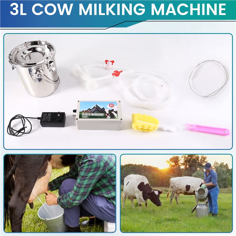 真空ポンプ搾乳器脈動式3Lポータブルダブルヘッドヤギ搾乳機牛 - Goat Milking Machine Portable のレビューと価格