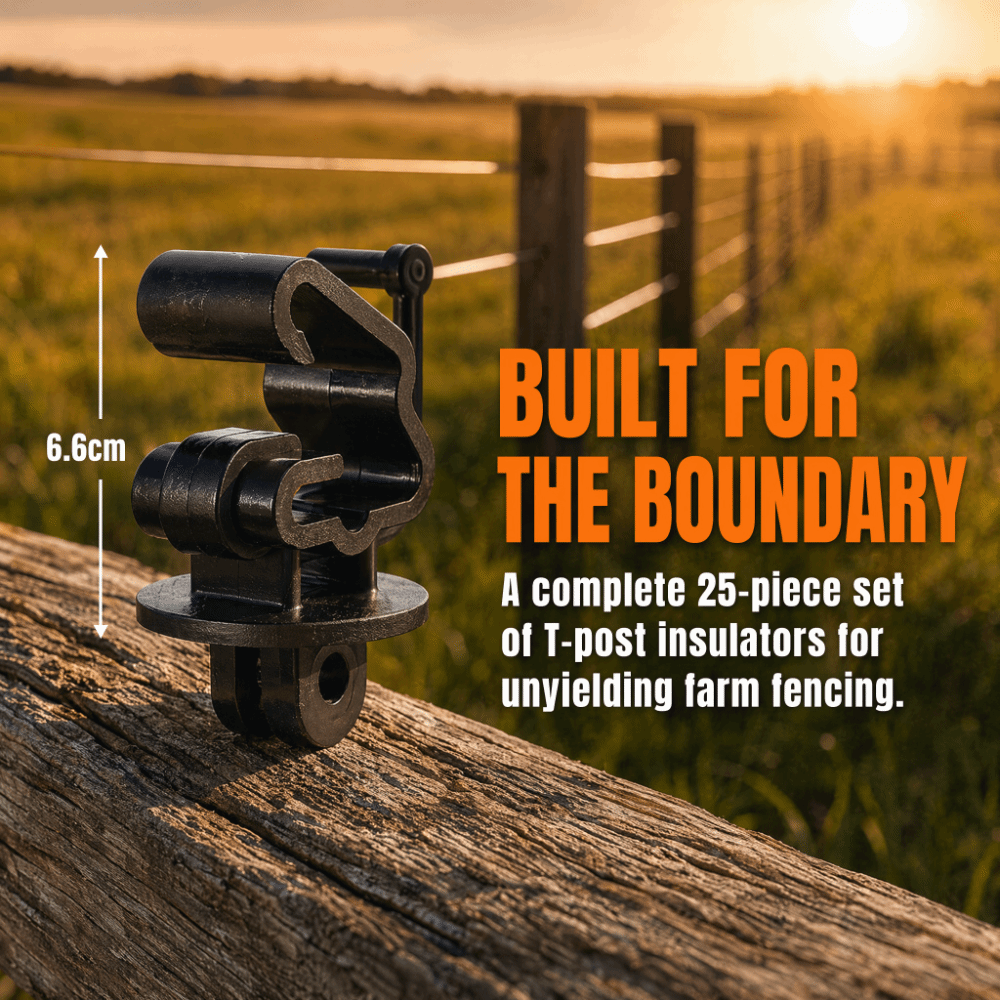 25個入り プラスチック製Tポスト用インシュレーター ブラッ - Electric Fence Insulator Post のレビューと価格