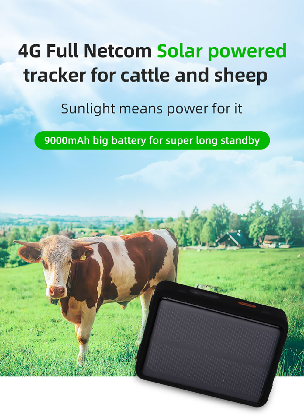 羊,牛,馬,キャメル,大型狩猟犬,大型動物用のソーラーパネル - Animal Gps Tracker 4G Solar のレビューと価格