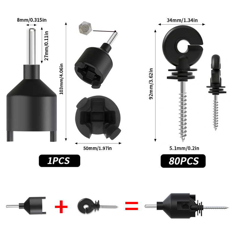 80個入り電気柵用絶縁体、1つの設置ツールキット、Tポスト木 - Electric Fence Insulator Post のレビューと価格