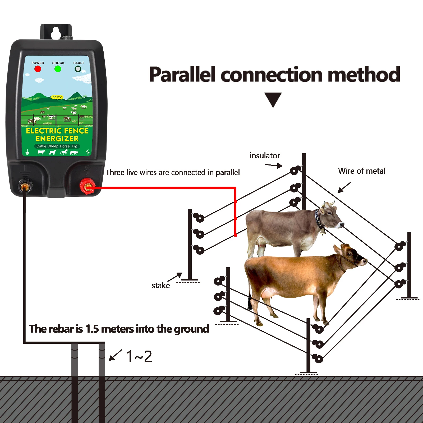 DC 12V 10KM 高電圧電気柵充電器コントローラー、牛 - Livestock Fence Energizer 12V のレビューと価格