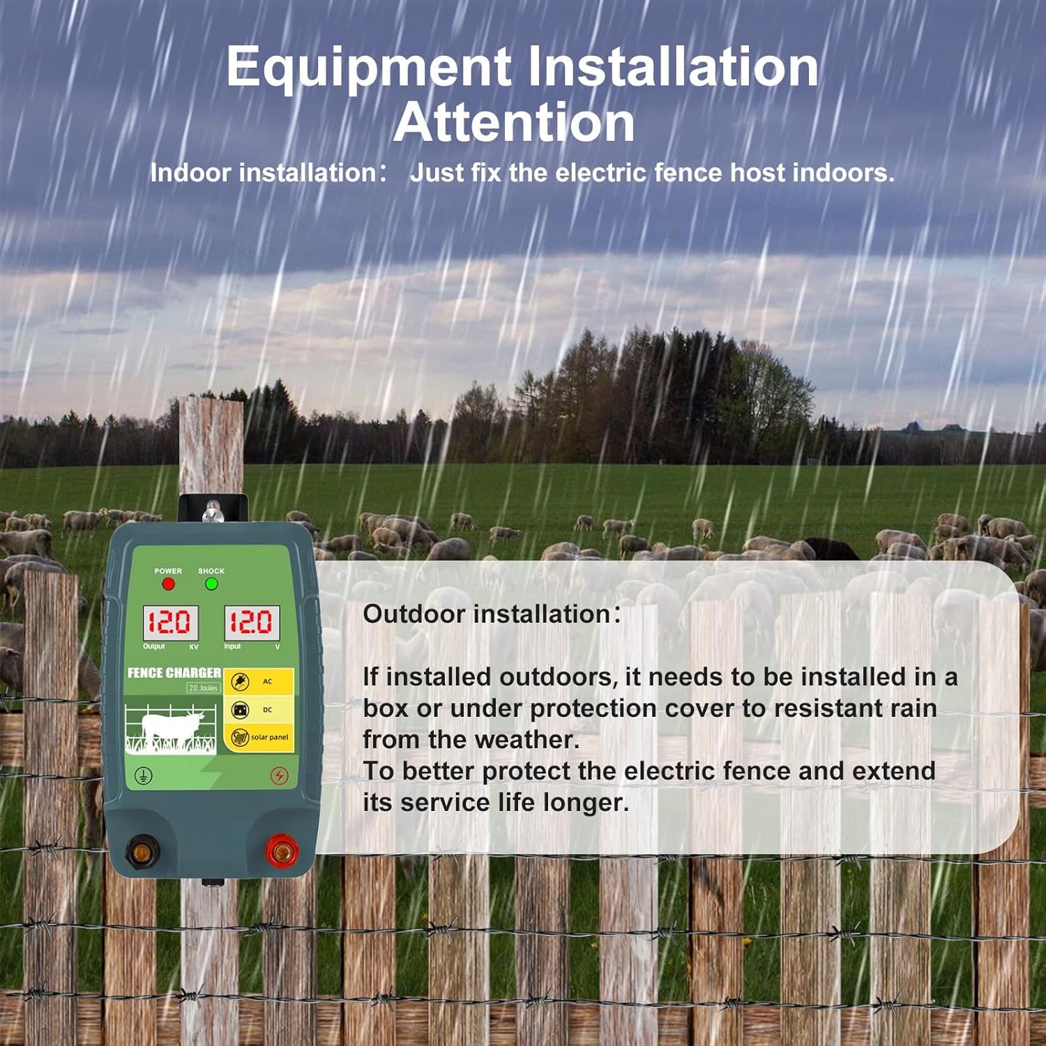 12Vソーラーバッテリー駆動の電気柵エナジャイザー、牧場の牛 - Livestock Fence Energizer 12V のレビューと価格